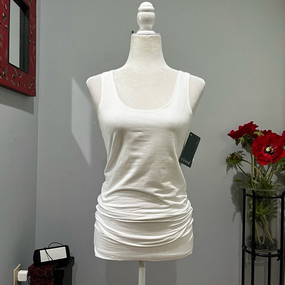 NEW Lysse Spandex Longline Scoop Neck Wide Strap Shape Wear Tank Top White S NWT